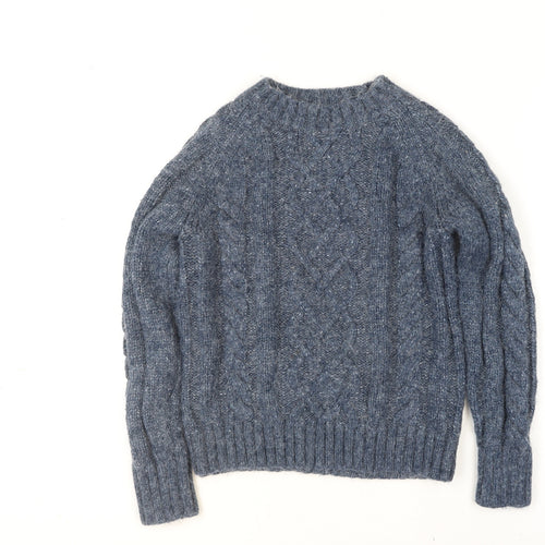 Marks and Spencer Per Una Women's Blue Cable Knit Jumper Size S