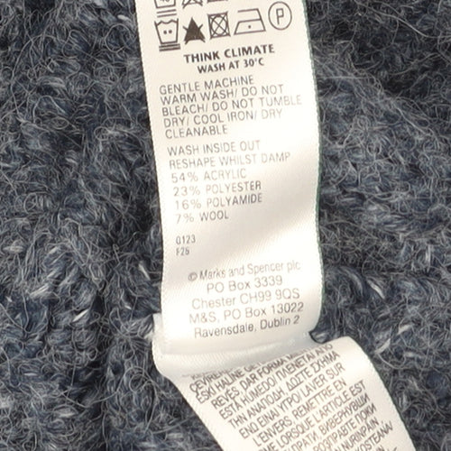Marks and Spencer Per Una Women's Blue Cable Knit Jumper Size S