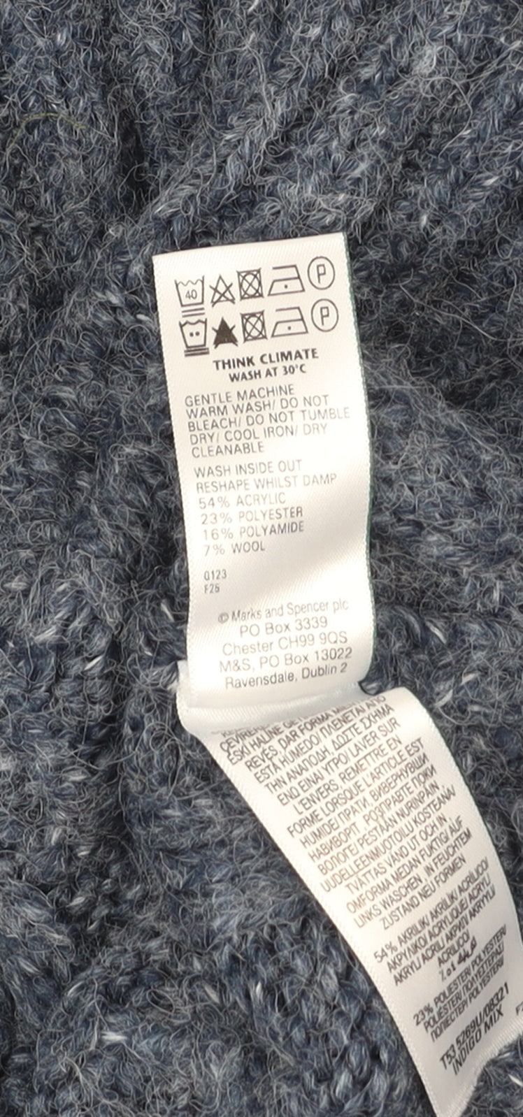 Marks and Spencer Per Una Women's Blue Cable Knit Jumper Size S