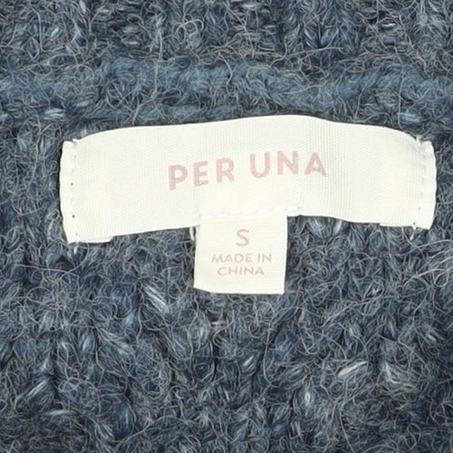 Marks and Spencer Per Una Women's Blue Cable Knit Jumper Size S