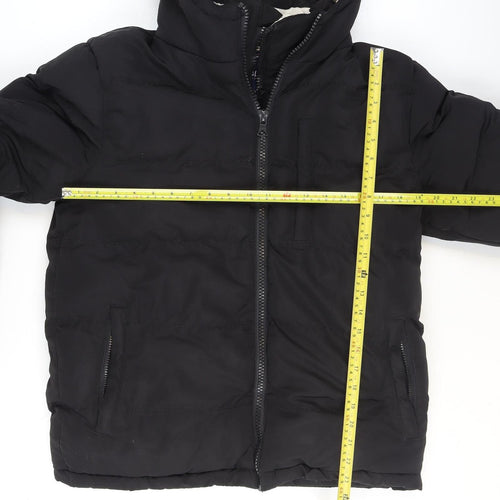 SoulCal & Co Boys Black Hooded Faux Fur Trim Puffer Jacket Size S Winter Coat