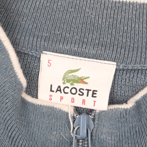 Lacoste Men Blue Full Zip Knit Jumper Size L Mock Neck