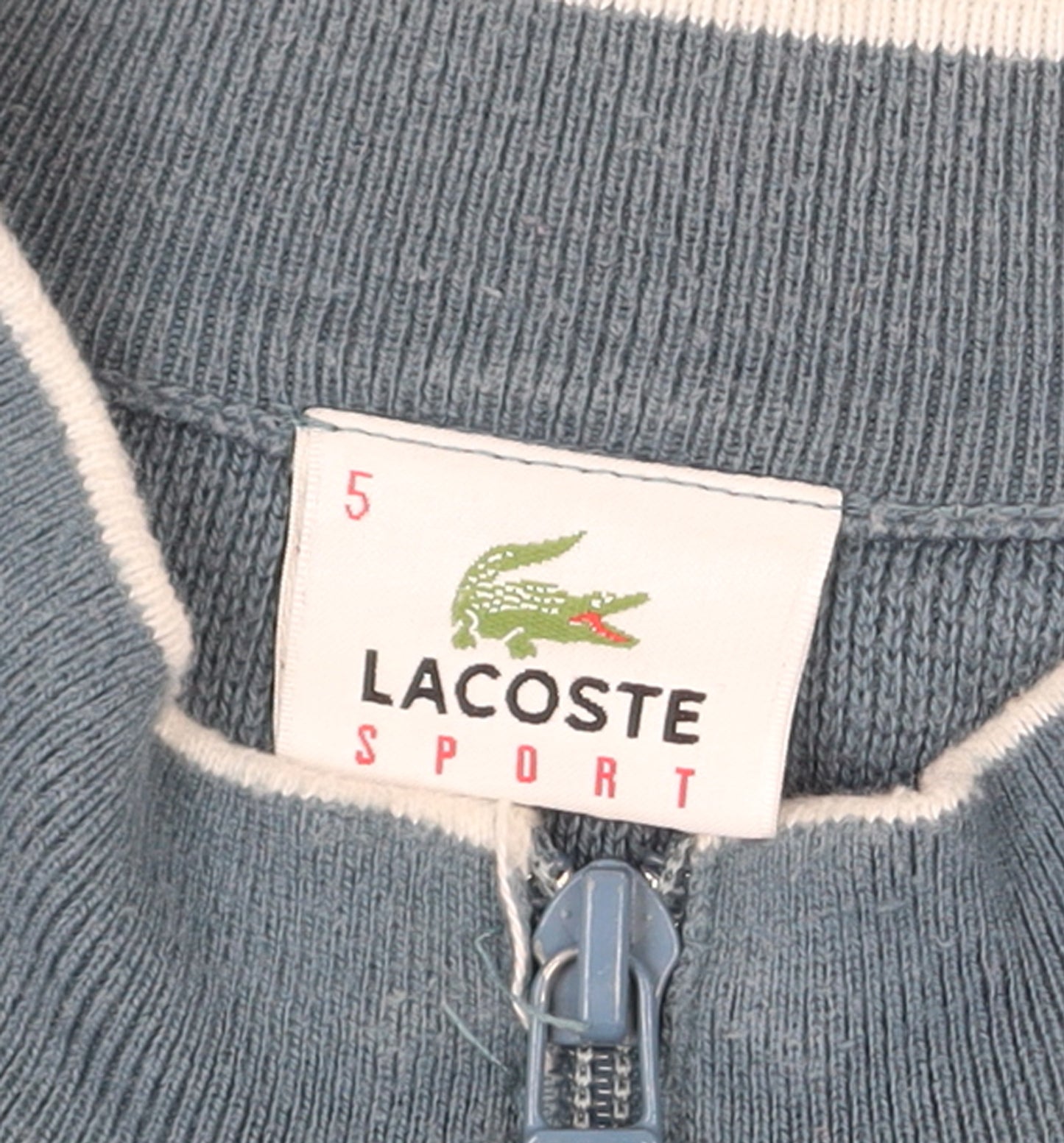 Lacoste Men Blue Full Zip Knit Jumper Size L Mock Neck