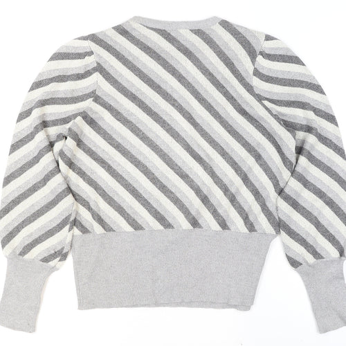 Marks and Spencer Women’s Grey Striped Knit Pullover Jumper Size 12
