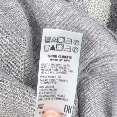 Marks and Spencer Women’s Grey Striped Knit Pullover Jumper Size 12