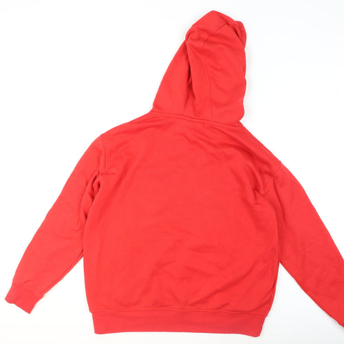 Disney Womens Red Hoodie Small 10/12 Pullover Graphic Mickey Hands Heart