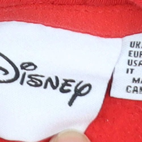 Disney Womens Red Hoodie Small 10/12 Pullover Graphic Mickey Hands Heart
