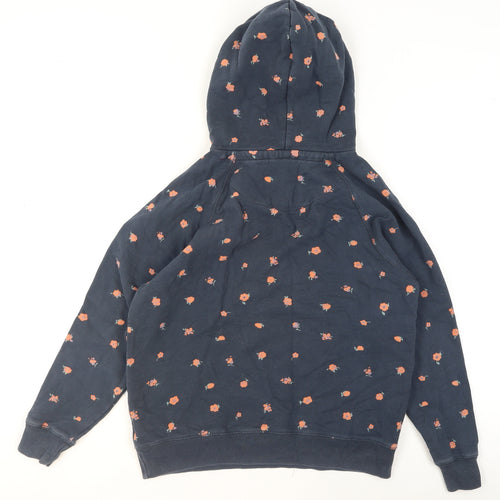 Jack Wills Womens Navy Floral Pullover Hoodie UK 10 Cotton Casual