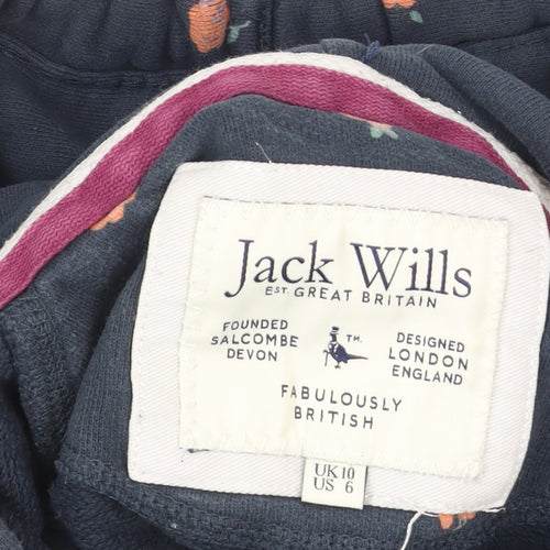 Jack Wills Womens Navy Floral Pullover Hoodie UK 10 Cotton Casual