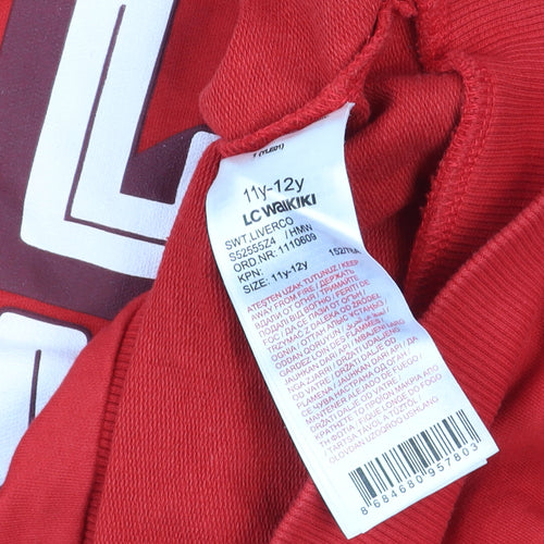 LC Waikiki Boys Red L.F.C. Pullover Hoodie 11-12 Years Football Logo
