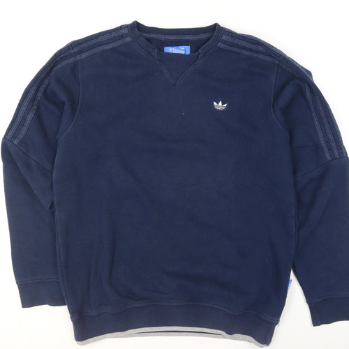 Adidas Men's Blue Small Pullover Sweatshirt Crew Neck Fleece