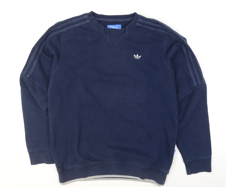 Adidas Men's Blue Small Pullover Sweatshirt Crew Neck Fleece