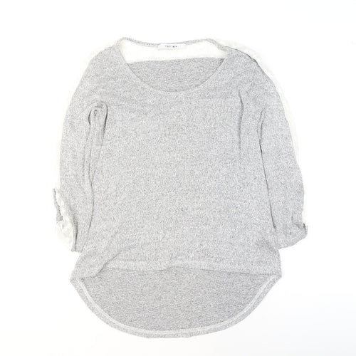 COIN 1804 Women's Grey Lace Detail Knit Pullover Jumper Size M