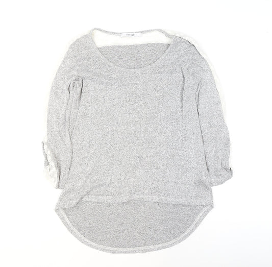 COIN 1804 Women's Grey Lace Detail Knit Pullover Jumper Size M