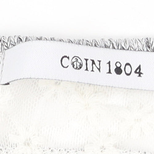 COIN 1804 Women's Grey Lace Detail Knit Pullover Jumper Size M