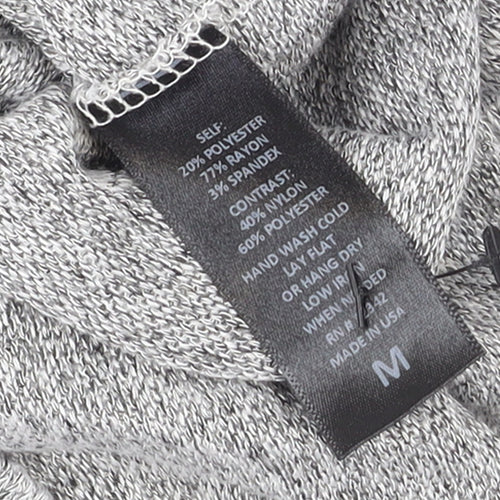 COIN 1804 Women's Grey Lace Detail Knit Pullover Jumper Size M