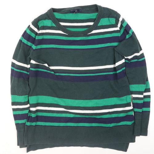 Gap Women’s Green Striped Cotton Pullover Jumper XS