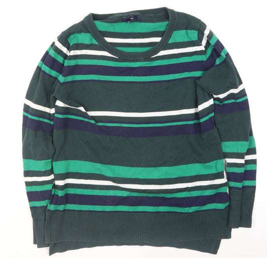 Gap Women’s Green Striped Cotton Pullover Jumper XS