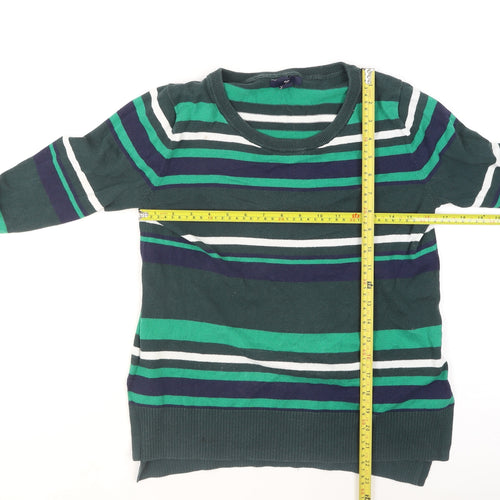 Gap Women’s Green Striped Cotton Pullover Jumper XS