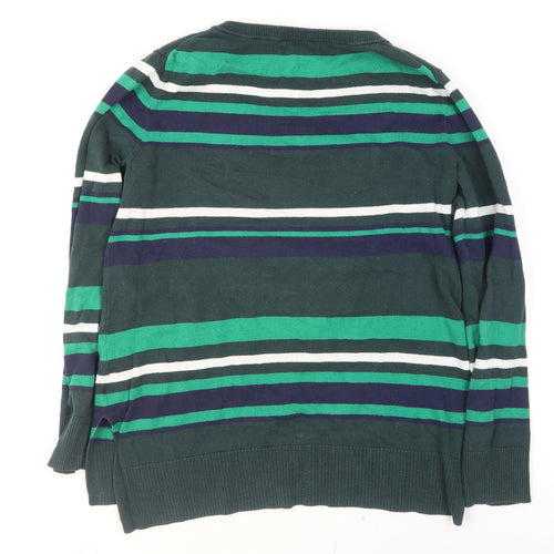 Gap Women’s Green Striped Cotton Pullover Jumper XS