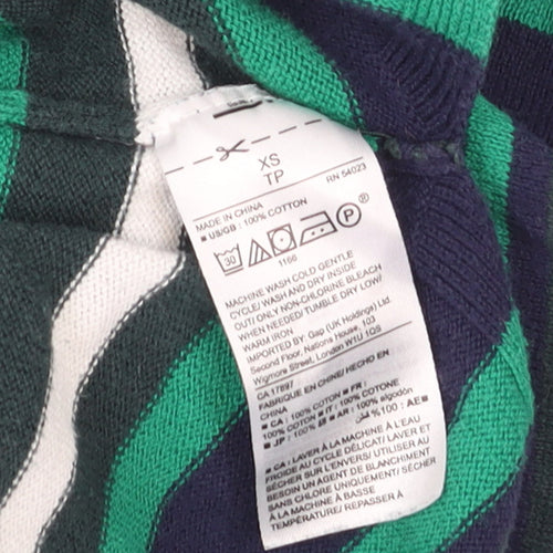 Gap Women’s Green Striped Cotton Pullover Jumper XS