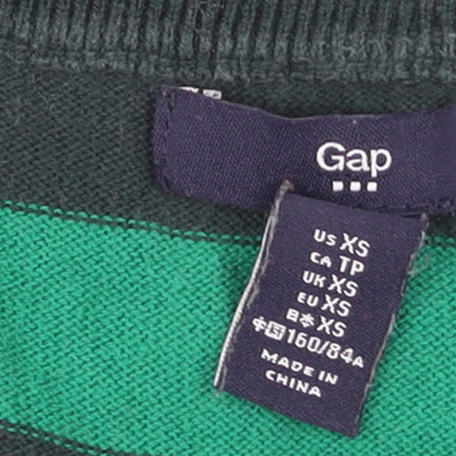 Gap Women’s Green Striped Cotton Pullover Jumper XS