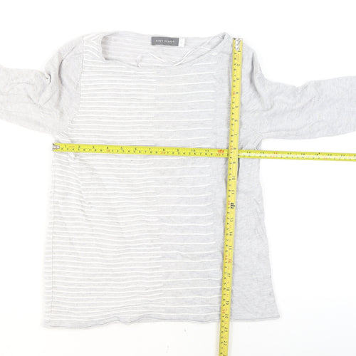 Mint Velvet Womens Grey Size 12 Boat Neck Striped Pullover Jumper