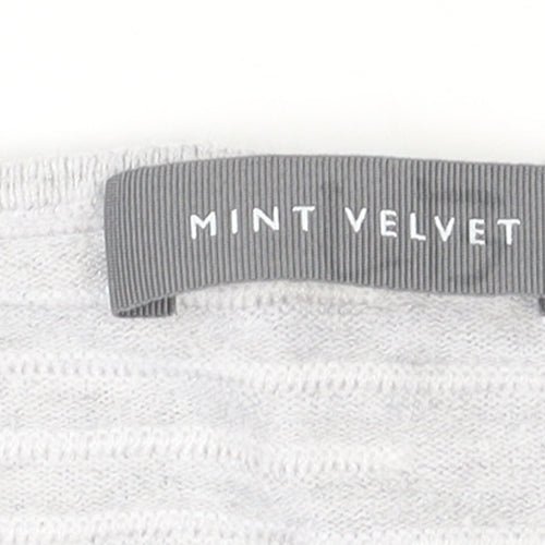 Mint Velvet Womens Grey Size 12 Boat Neck Striped Pullover Jumper