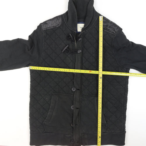 River Island Men’s Black Quilted Cotton Jacket Size M Casual Mid-Length