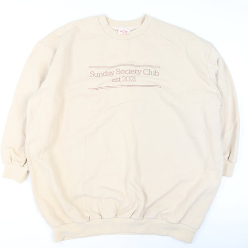 Showpo Women Beige Pullover Sweatshirt Size 12 Cotton Blend