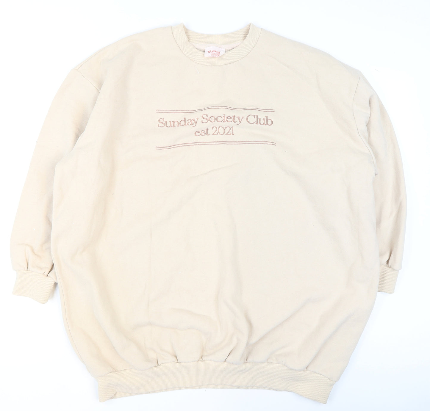 Showpo Women Beige Pullover Sweatshirt Size 12 Cotton Blend