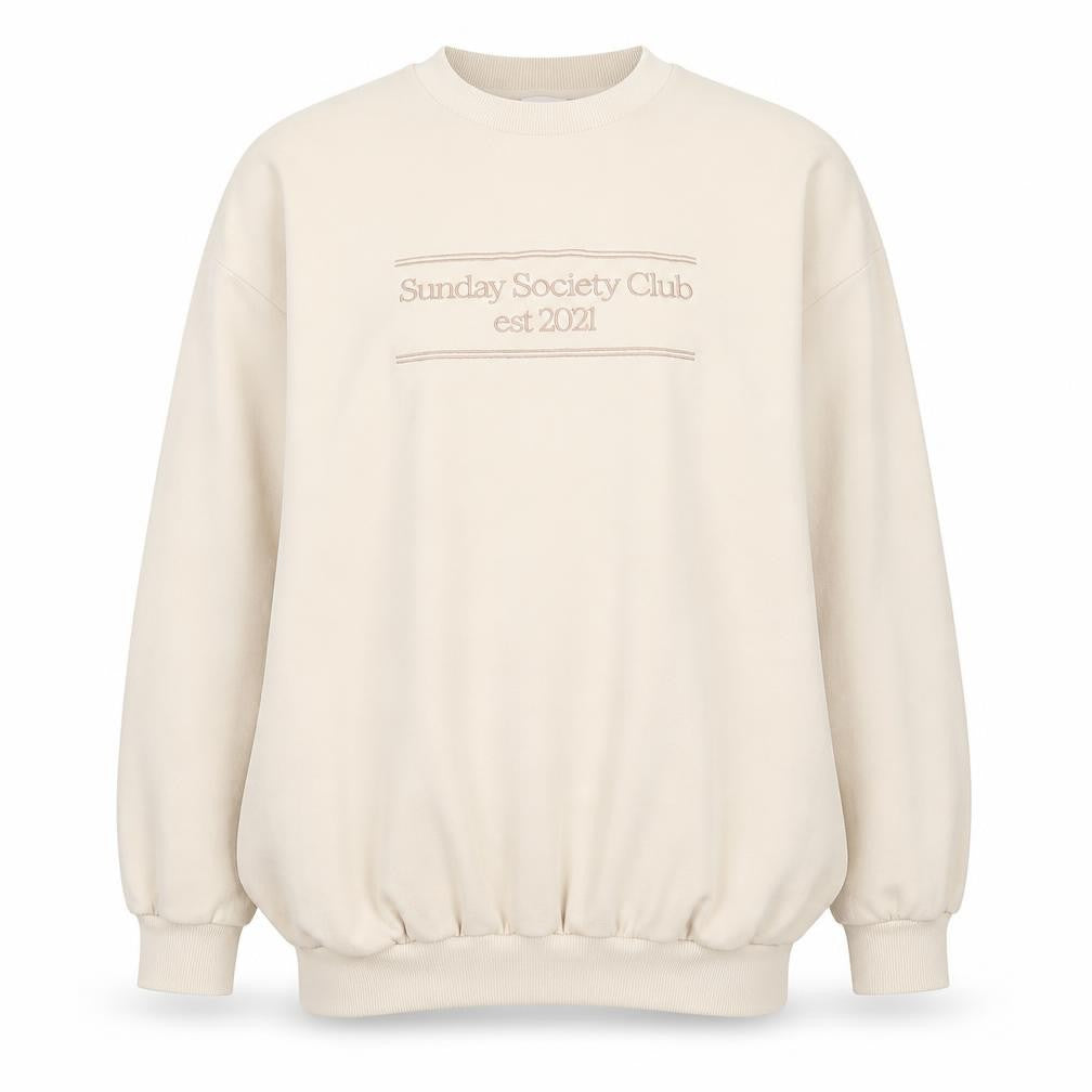 Front view of Showpo Women Beige Pullover Sweatshirt, size 12, Cotton Blend