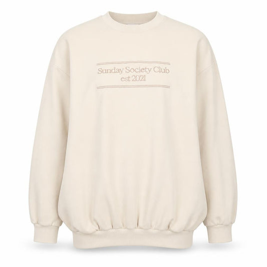 Front view of Showpo Women Beige Pullover Sweatshirt, size 12, Cotton Blend