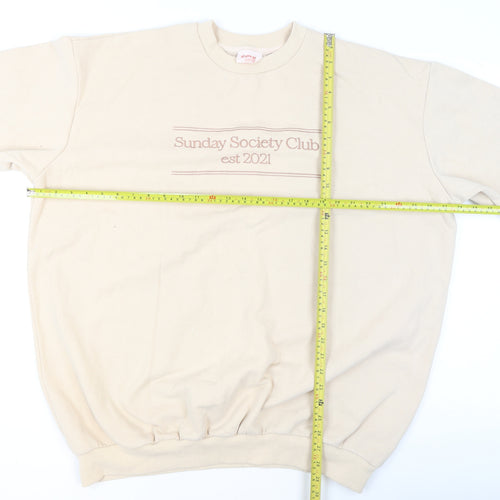 Showpo Women Beige Pullover Sweatshirt Size 12 Cotton Blend