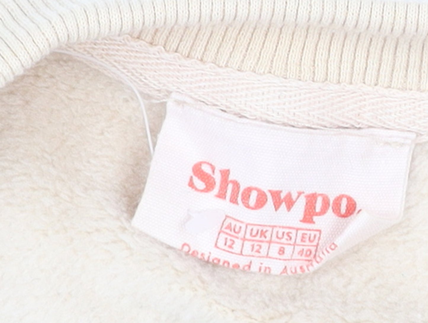 Showpo Women Beige Pullover Sweatshirt Size 12 Cotton Blend