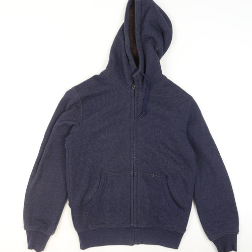 Uniqlo Men's Blue Full Zip Hoodie Size S Lined Knit