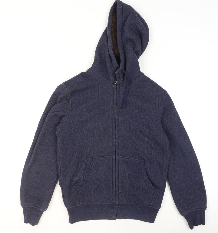 Uniqlo Men's Blue Full Zip Hoodie Size S Lined Knit