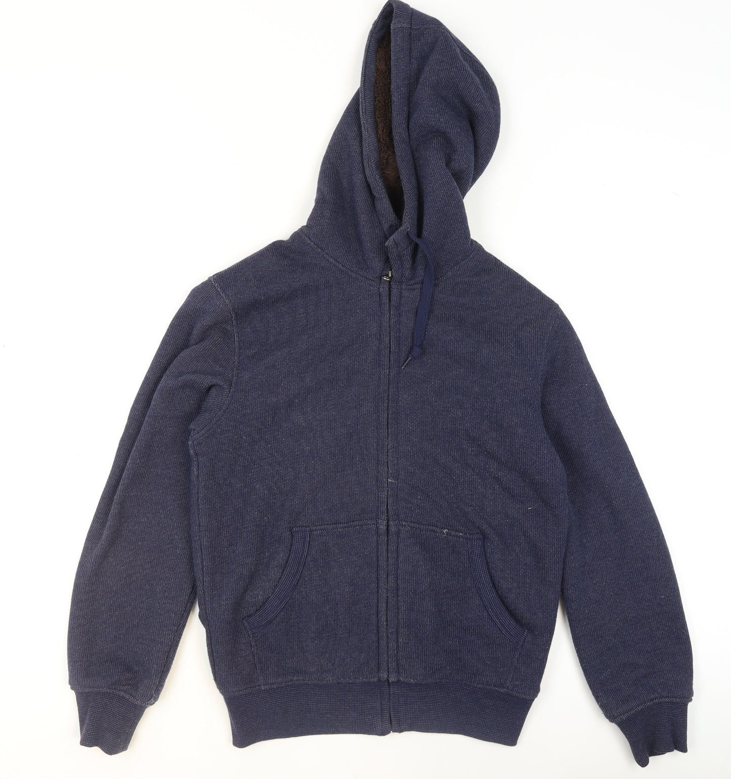 Uniqlo Men's Blue Full Zip Hoodie Size S Lined Knit