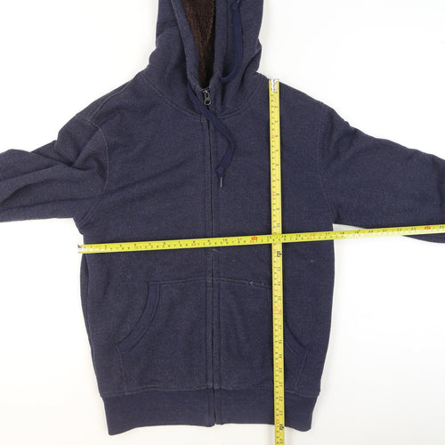 Uniqlo Men's Blue Full Zip Hoodie Size S Lined Knit