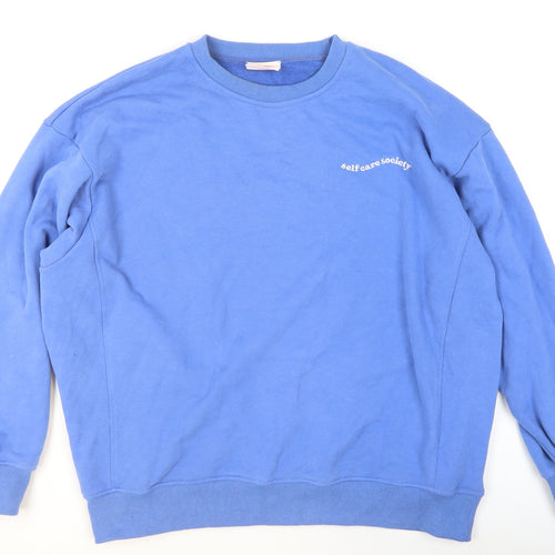 Showpo Blue Crew Neck Logo Sweatshirt Womens L Fleece Pullover