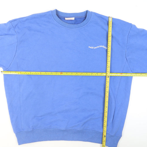 Showpo Blue Crew Neck Logo Sweatshirt Womens L Fleece Pullover