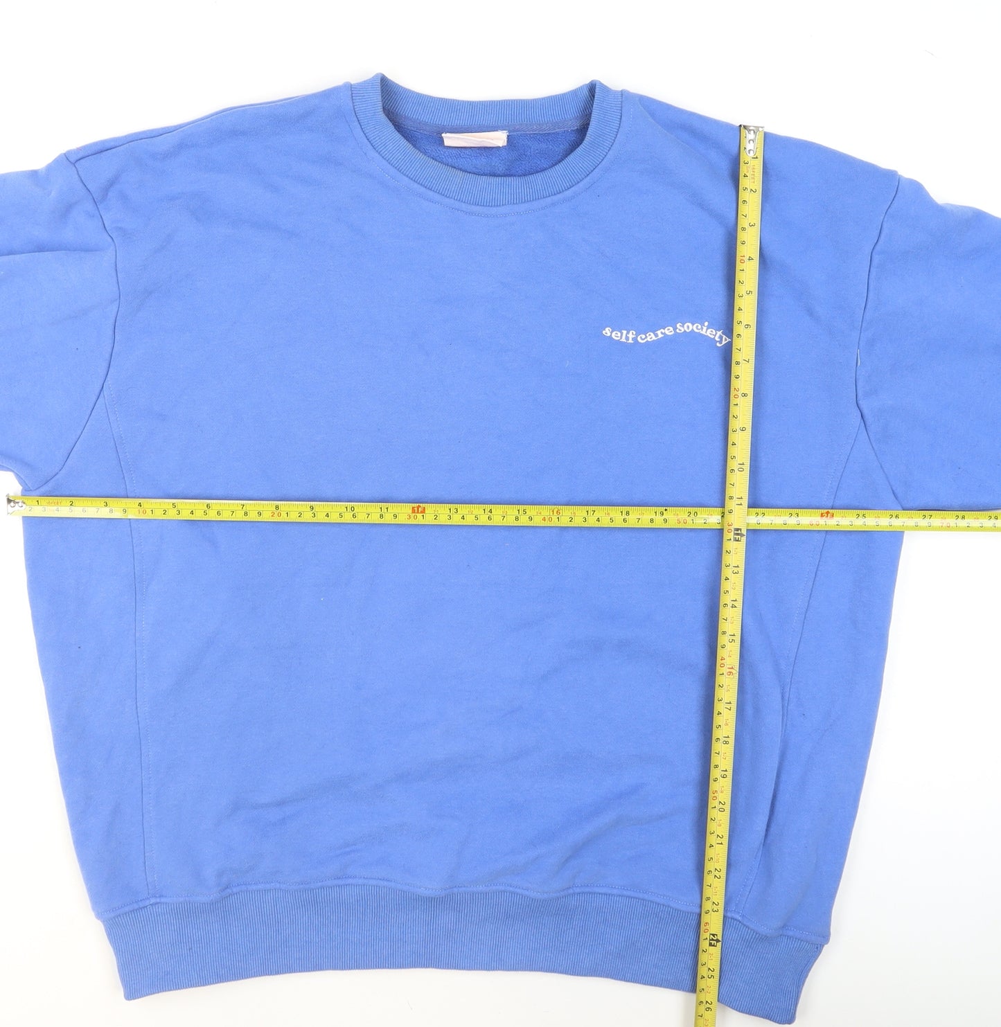 Showpo Blue Crew Neck Logo Sweatshirt Womens L Fleece Pullover