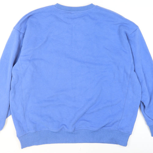 Showpo Blue Crew Neck Logo Sweatshirt Womens L Fleece Pullover