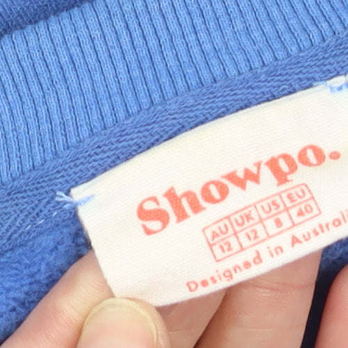 Showpo Blue Crew Neck Logo Sweatshirt Womens L Fleece Pullover