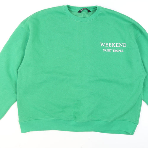 Yours Women Green Crew Neck Pullover Sweatshirt UK 16 Saint Tropez Print