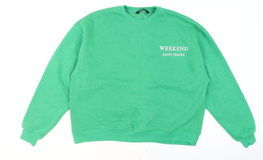Yours Women Green Crew Neck Pullover Sweatshirt UK 16 Saint Tropez Print