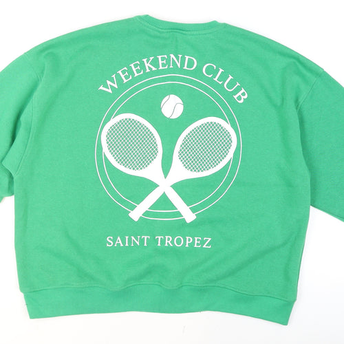 Yours Women Green Crew Neck Pullover Sweatshirt UK 16 Saint Tropez Print