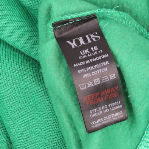 Yours Women Green Crew Neck Pullover Sweatshirt UK 16 Saint Tropez Print