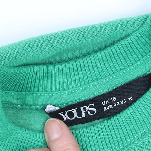 Yours Women Green Crew Neck Pullover Sweatshirt UK 16 Saint Tropez Print
