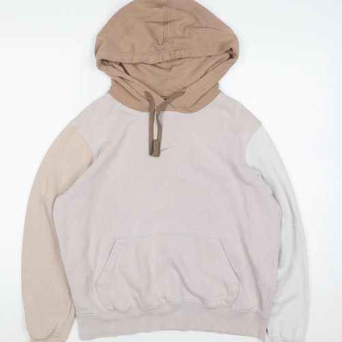Nike Womens XS Beige Colourblock Pullover Hoodie